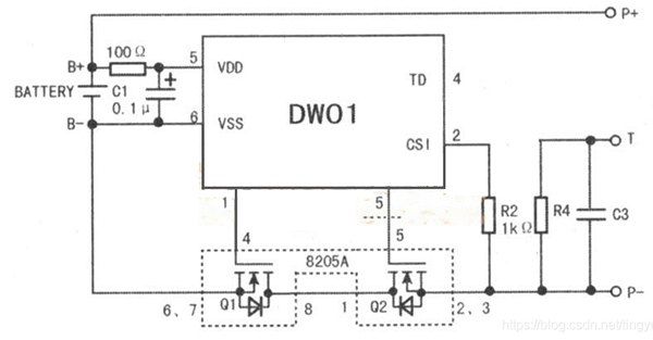 電池保護板原理圖